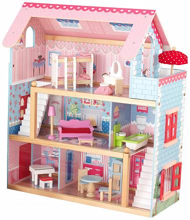 Кукольный домик - Открытый коттедж Chelsea, с мебелью 19 элементов 